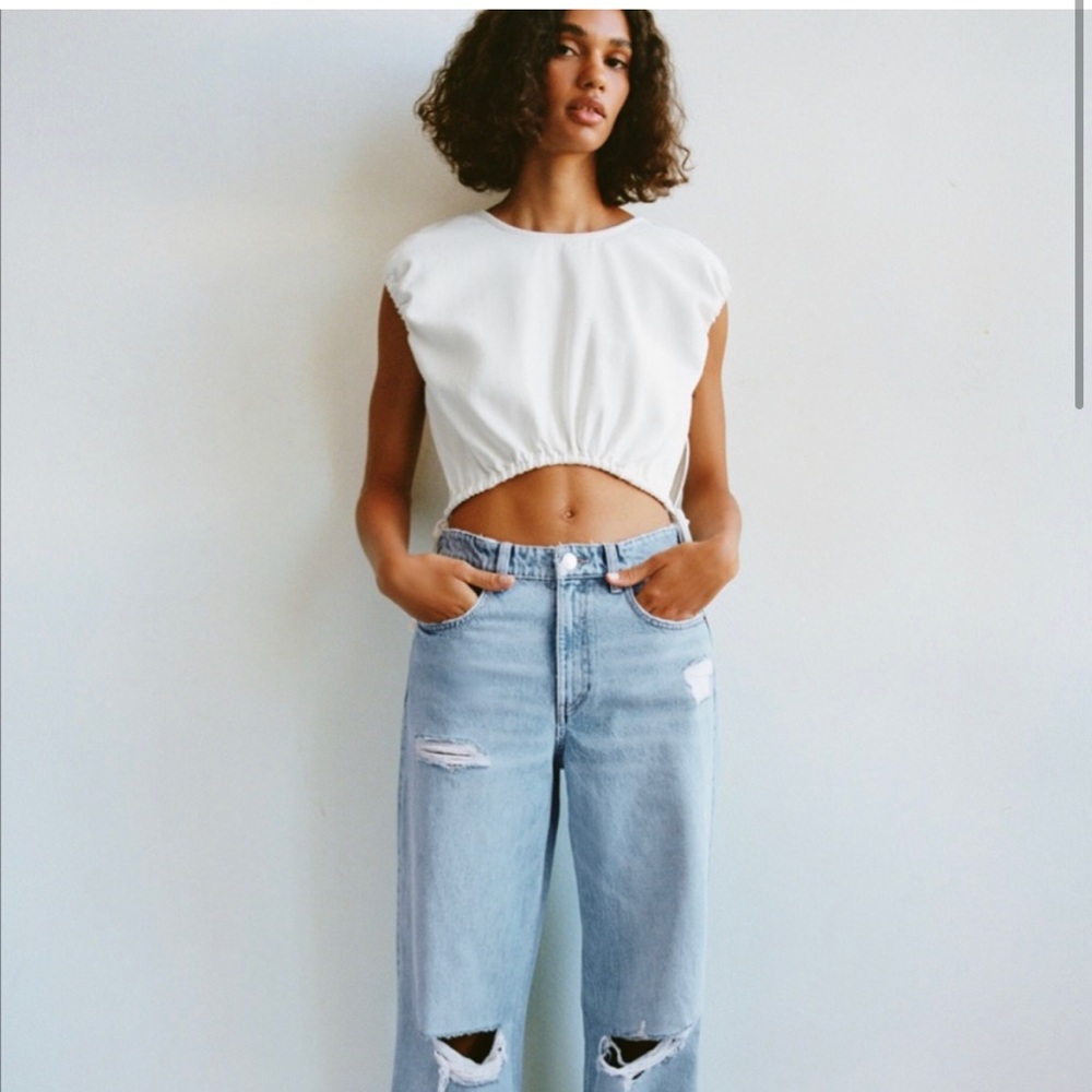 Zara white crop top